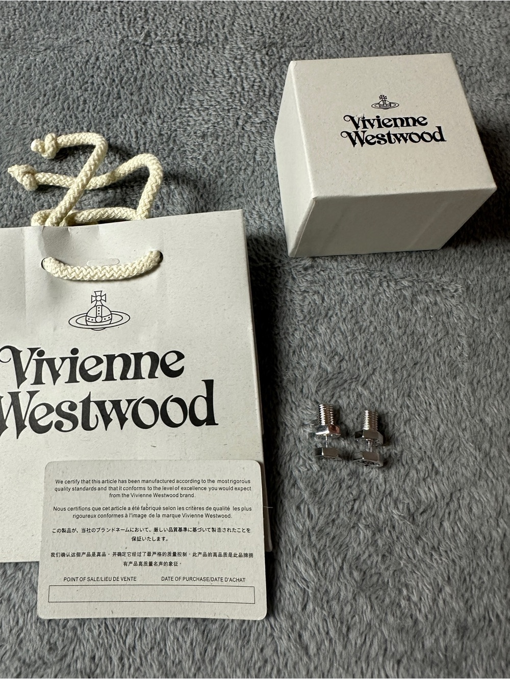 Vivienne Westwood Silver Orb Screwback Earrings with Branded Box